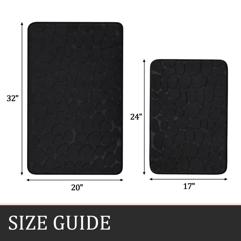 YIHOUSE Bathroom Rugs Mat Set 2 Piece Black, Memory Foam Bath Mats Sets, Non Slip Water Absorbent Washable Bath Rugs for Sink, Toilet and Floor - Image 4