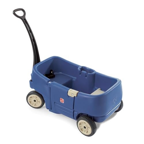Step2 Wagon for Two Plus Kids Ride On Toy Stroller Substitute Includes Seat Belts Made of Durable Plastic Max Weight 75 lbs For Toddlers 155 Years Old Denim Blue - Image 1