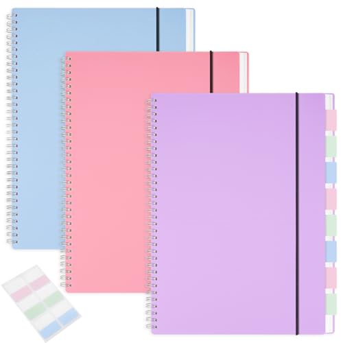 MSTONAL 3 Pack Spiral Notebooks, Large Notebook College Ruled 8.5" x 11" 100GSM 7mm College Ruled, 80 Sheets/160 Pages, College Ruled Notebook for School, Office, Sketch - Image 1