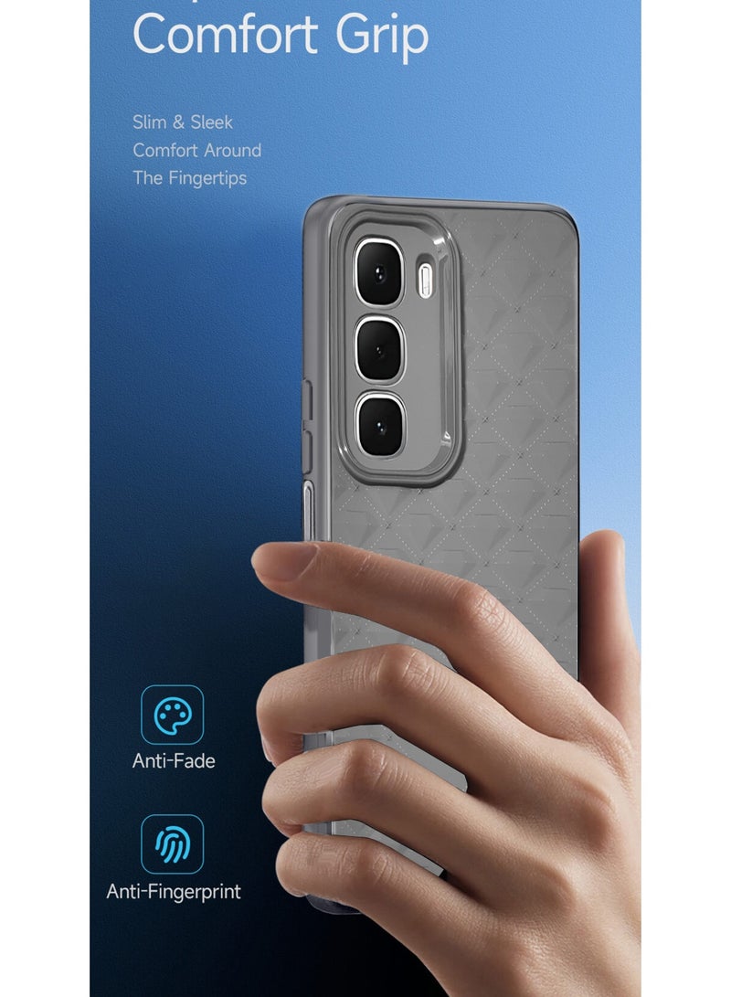 Wtech Infinix Hot 60i 4G 2025 Leather Texture Back Anti-Scratch Elegant Look Matte Finish Premium Feel Case Cover - Grey - Image 2