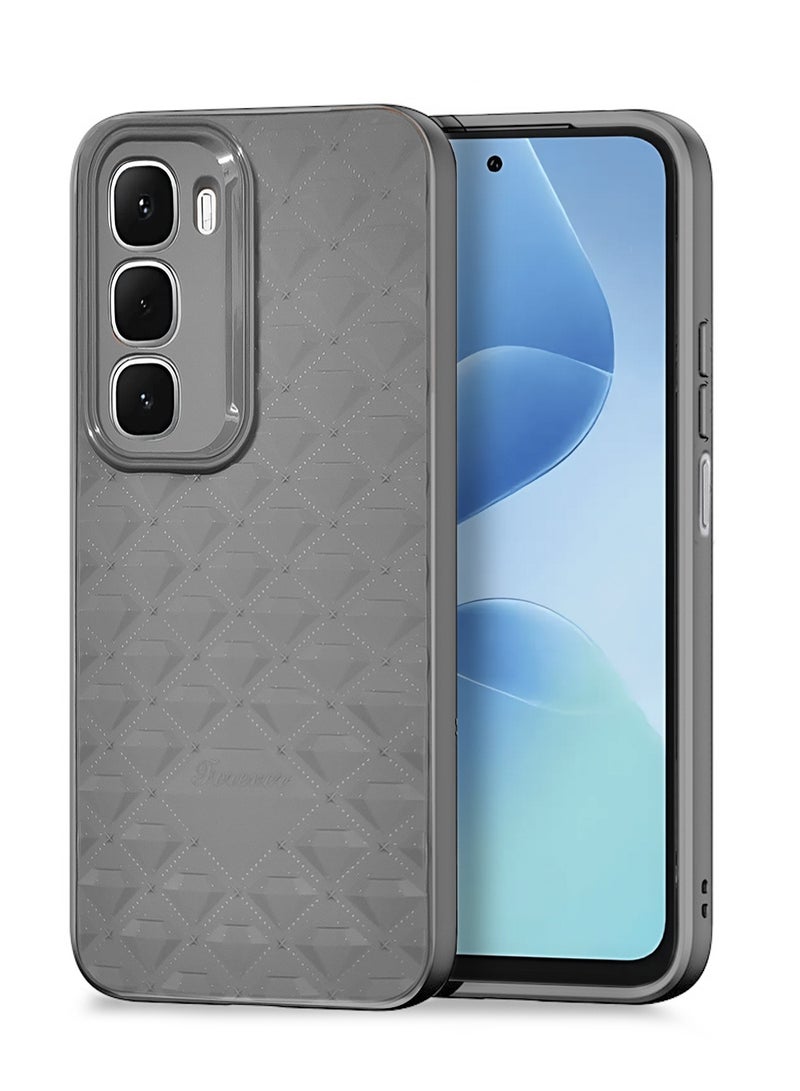 Wtech Infinix Hot 60i 4G 2025 Leather Texture Back Anti-Scratch Elegant Look Matte Finish Premium Feel Case Cover - Grey - Image 1