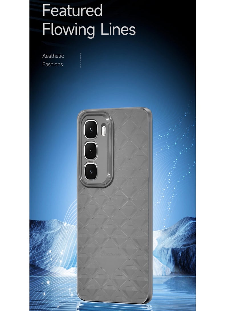 Wtech Infinix Hot 60i 4G 2025 Leather Texture Back Anti-Scratch Elegant Look Matte Finish Premium Feel Case Cover - Grey - Image 4