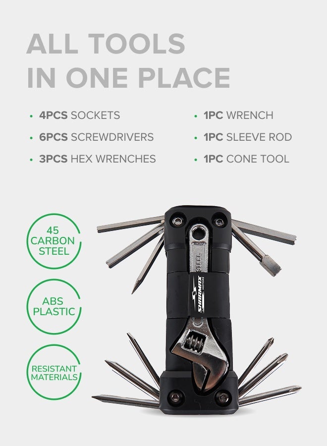 SHARMAX 16-in-1 Bicycle Multi-Tool, Lightweight Bike Repair and Maintenance Kit for Mountain, Road Bicycle - Image 3
