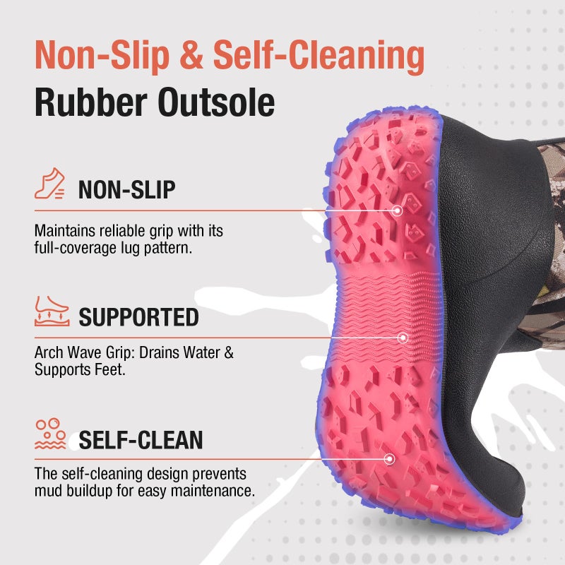 HISEA Women's Rubber Boots Waterproof, Ankle Rain Boots Insulated Neoprene Mud Boots, Anti-Slip Outdoor Work Shoes for Hunting Gardening Farming Yard Working - Image 5