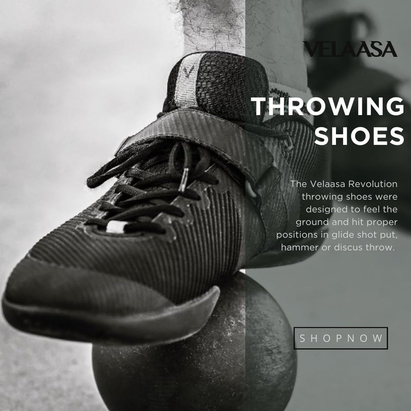 VELAASA Revolution | Throwing Shoe | Tungsten Line | Men and Womens Discus Throw Shoes | Shotput and Javelin Shoes | for Running | Track and Field Equipment | Training Gear | Black | 9.0 M / 10.5 W - Image 2