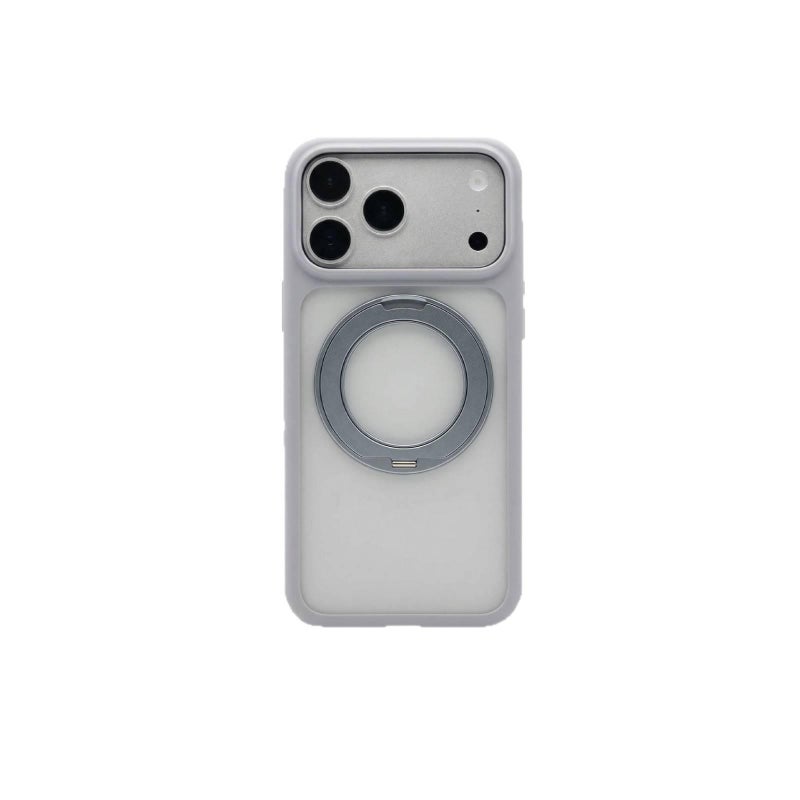غطاء MagSafe بPC لـ iPhone 17 / 17 Air / 17 Pro / 17 Pro Max باللون رمادي مغناطيسي بوظيفة حامل مع مغناطيس قوي وحامل قائم مع ملمس غير لامع للتنقل اليومي سهل التخزين للحمل اليومي - Image 1