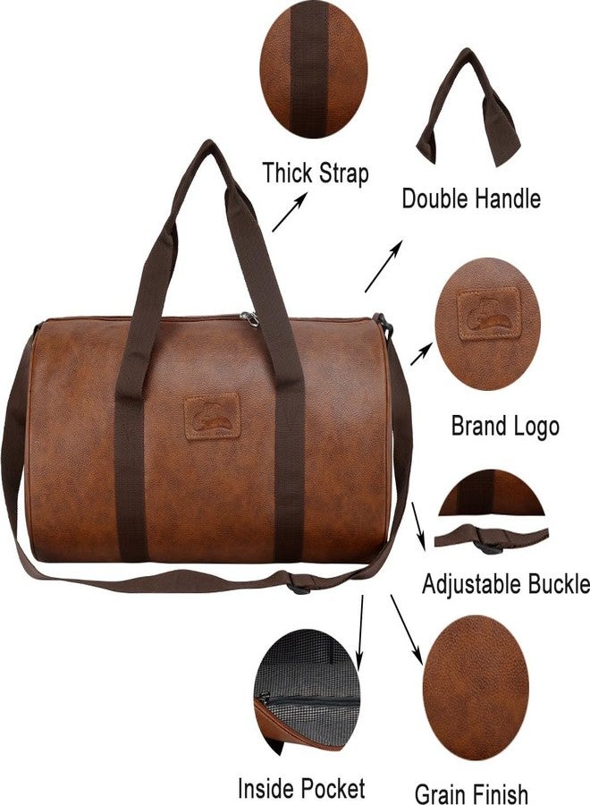 Leather World Gym Bag for Men & Women | Adjustable Shoulder Bag | Duffle Gym Bag | Water Resistant | Sports & Travel Bag | Fitness Bag (Tan) - Image 5