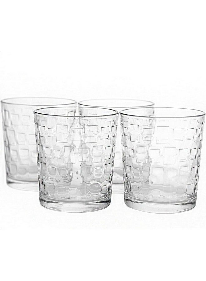 GIBSON 4-Piece Square Pattern Great Foundations Glass Tumbler Set Clear 13.5oz 92079.04 - Image 1