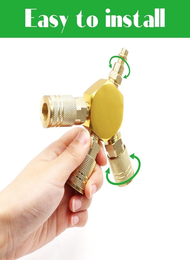 Tnuocke Air Splitter 3-Way Manifold Hex Style with 3 Pieces Brass Industrial Coupler and 1/4" Plug,Air Compressor Hose Accessories Quick Connect Fittings - Image 4