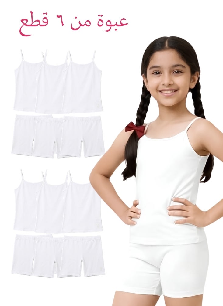 Comfort Girls School Innerwear Camisole & Shorts Set – Pack of 6 - Image 1