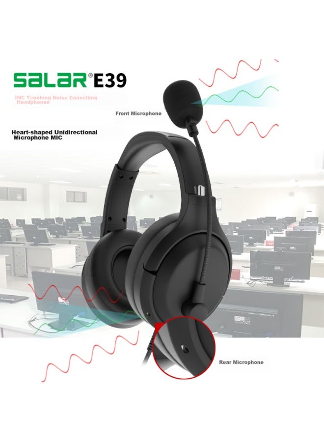 salar Shenglai E39 Headphones, Over-ear, Teenc Exam Environment Sound Active Noise Reduction, English Listening Test, High School Entrance Exam, Online Learning, Human-machine Dialogue, Wired Usb Headset With Microphone - Image 2