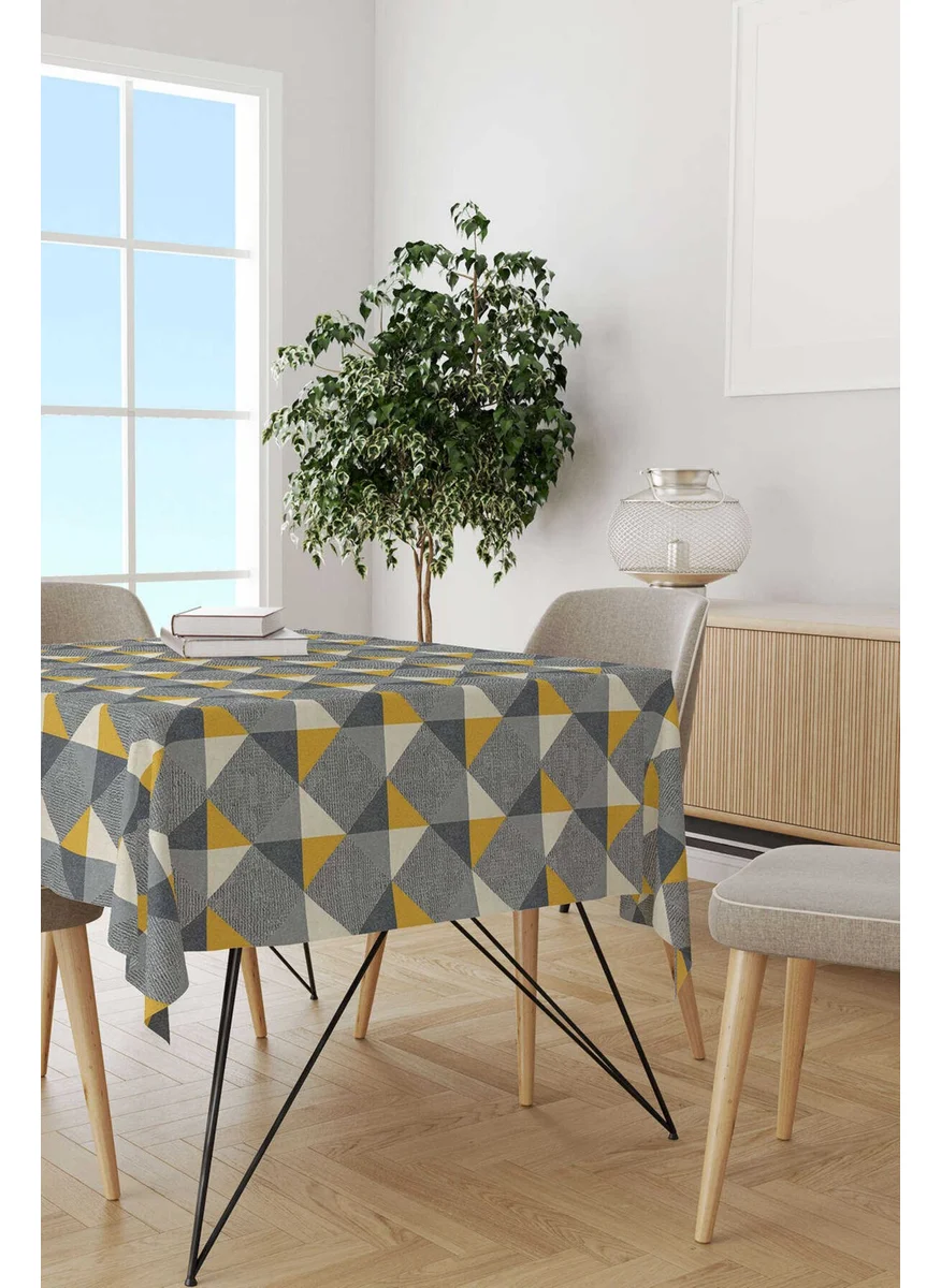 Cango Home Yellow Gray Decorative Geometric Patterned Digital Printed Tablecloth YLMS108-MS