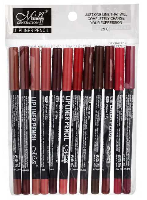 12-Piece M.N menow Lip Liners -12 Colors lip liners
