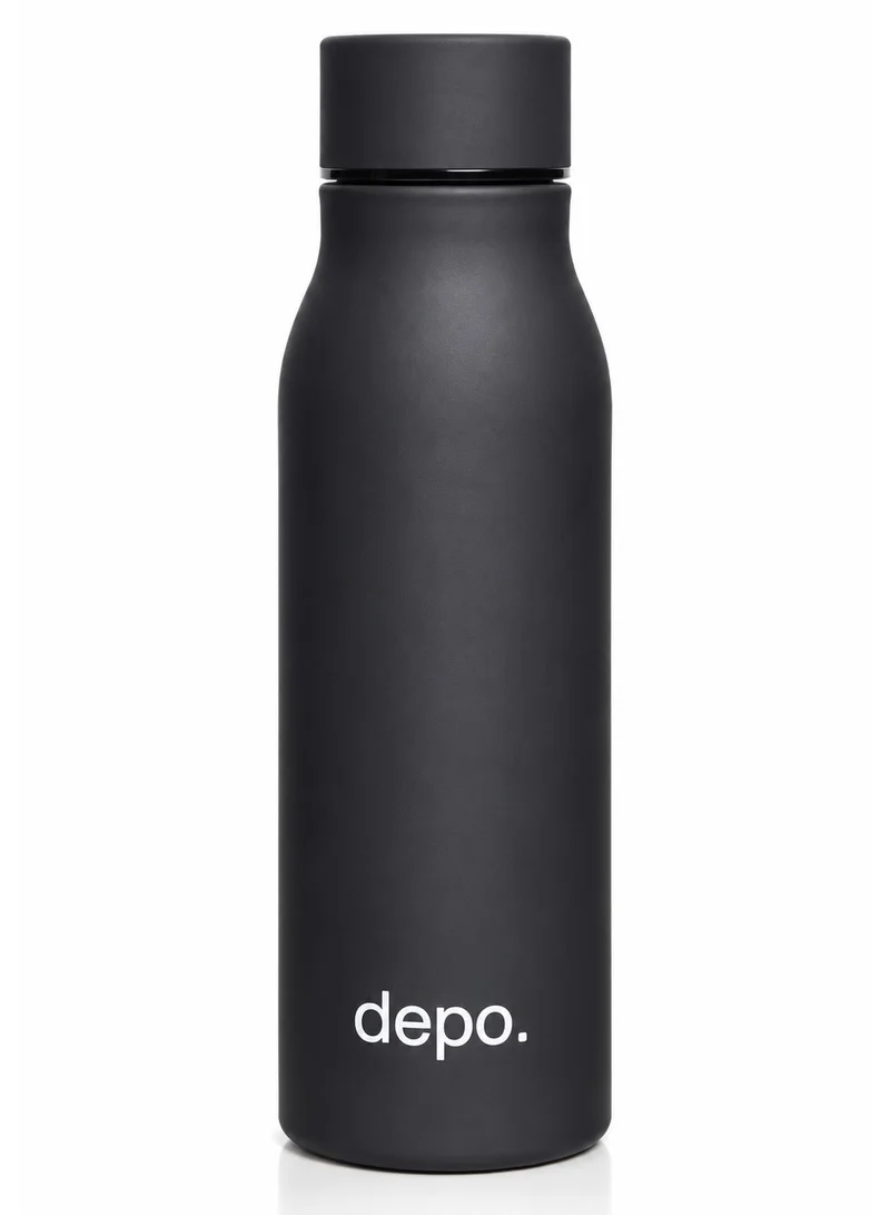 ديبو قارورة ماء حرارية 500 مل من الفولاذ المقاوم للصدأ من ديبو (depo.) – باللون الأسود المطفأ (Matte Black)، عزل مزدوج، مانعة للتسرب وخالية من BPA