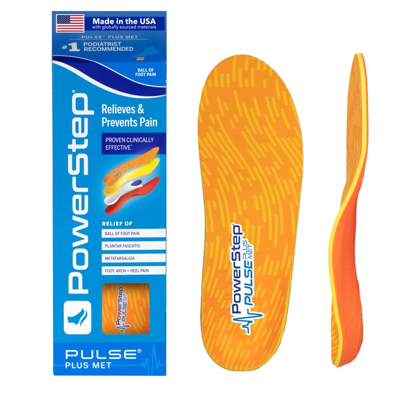 PowerStep Pulse Plus Met  Ball of Foot Pain Relief Shoe Insoles  Running Shoe Orthotics for Metatarsal Foot Pain and Mortons Neuroma Relief  Made in The USA M 11115