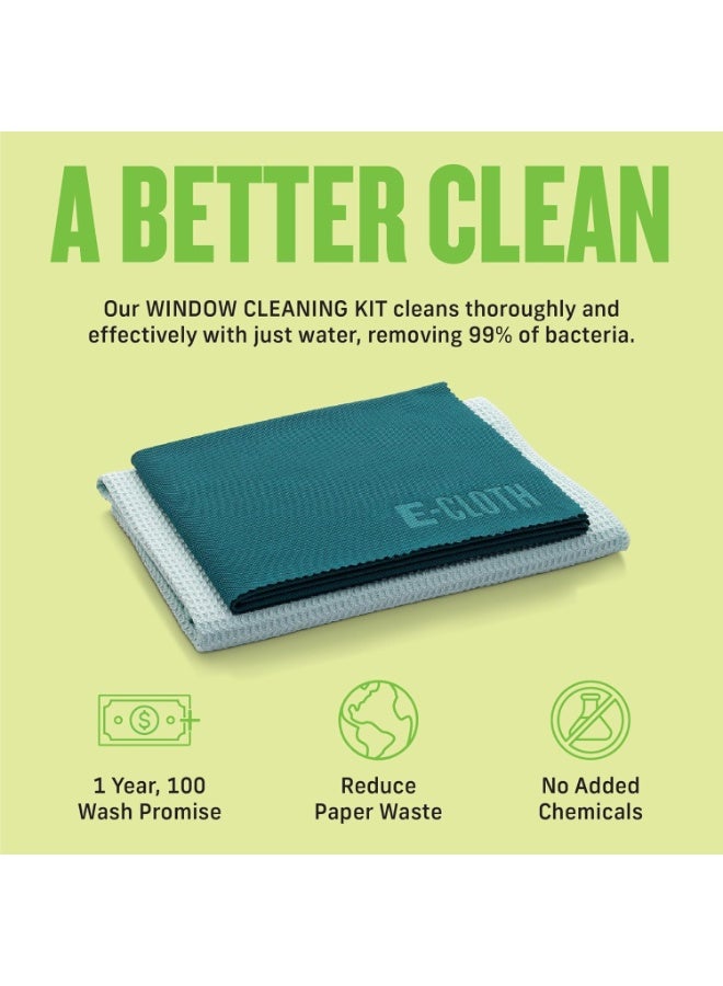 e-cloth E-Cloth Window Cleaning Cloth - Eco Packaging - Glass Cleaning Cloth, Streak-Free Windows with Just Water, Microfiber Towel Kit for Windows, Car Windshield, Mirrors - Winter Green - Image 3