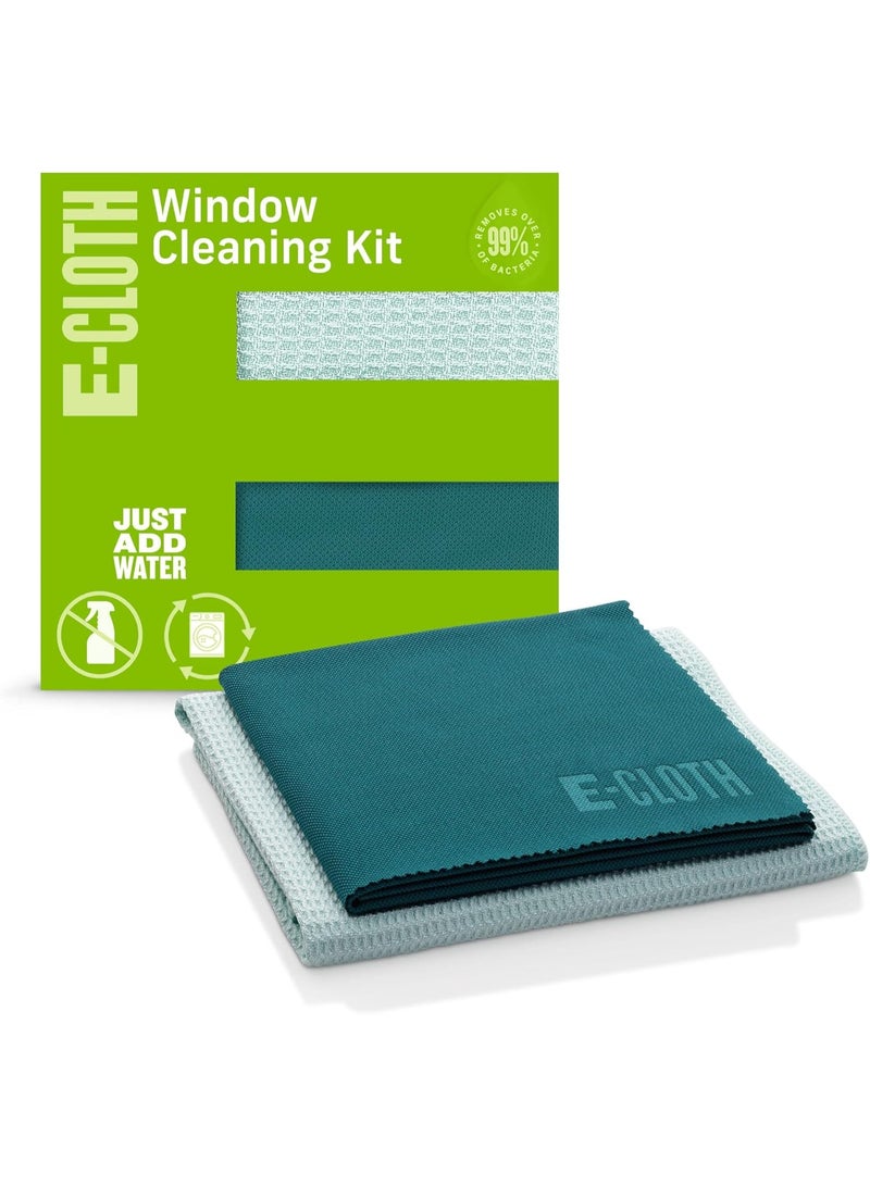 e-cloth E-Cloth Window Cleaning Cloth - Eco Packaging - Glass Cleaning Cloth, Streak-Free Windows with Just Water, Microfiber Towel Kit for Windows, Car Windshield, Mirrors - Winter Green - Image 1