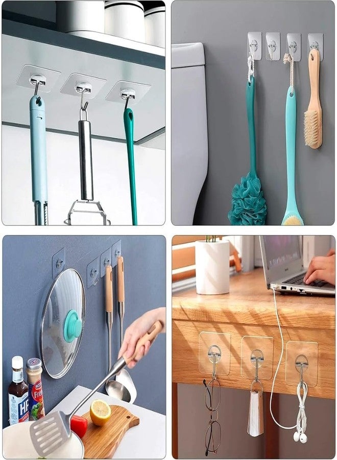 TEZURTH Strong Adhesive Hanging Hooks for Wall Without Drilling (Pack of 5) Heavy Duty, Waterproof, Transparent and Stainless Steel (Hanging Hook) - BZ3424 - Image 4