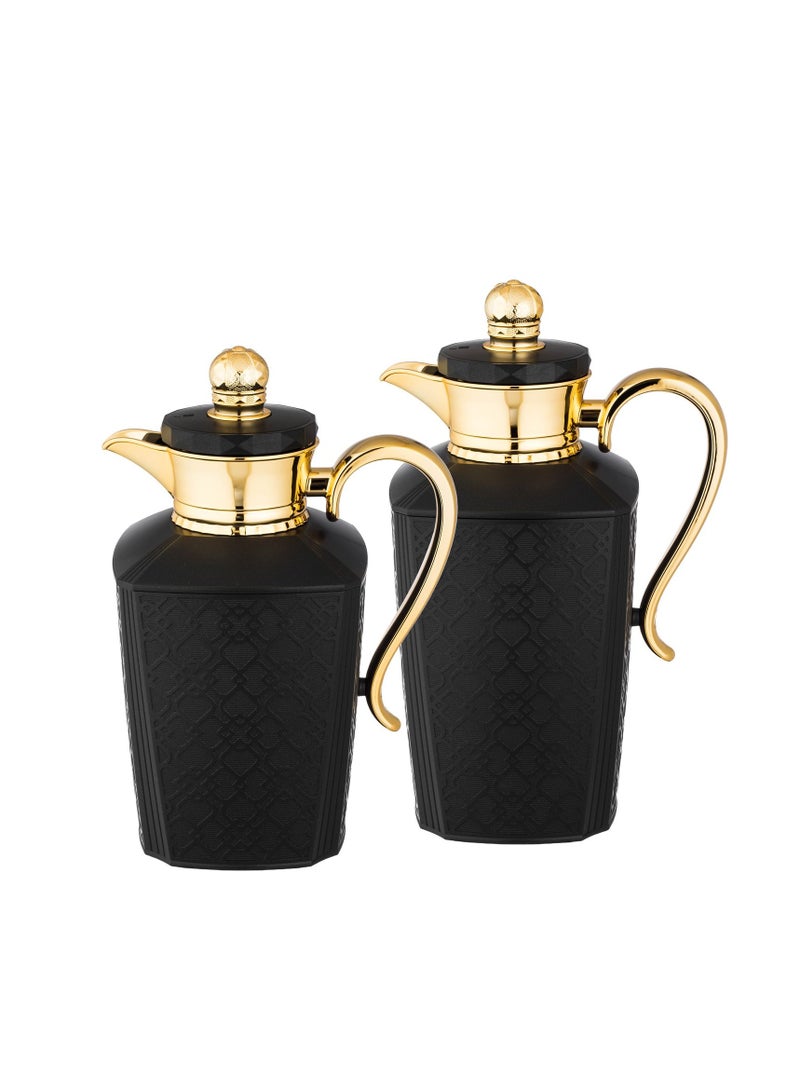 Alsaif Al Saif Tina 2 Pieces Coffee And Tea Vacuum Flask Set Size: 0.7/1.0 Liter, Color: Matt Black - Image 1