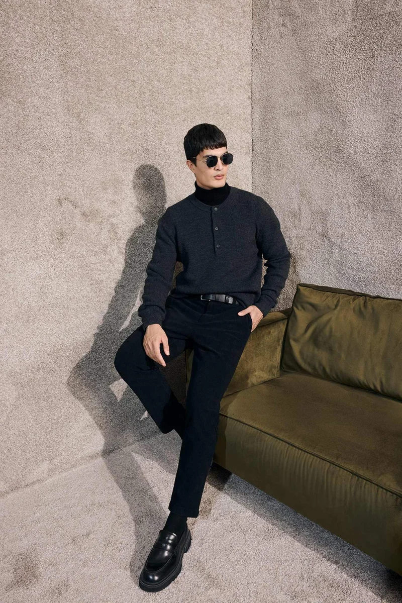 DeFacto Regular Fit Straight Leg Velvet Trousers