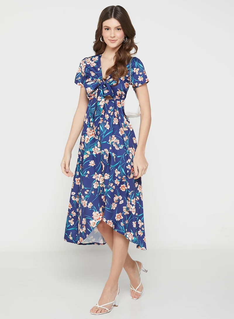 ELLA Asymmetrical Hem Floral Dress