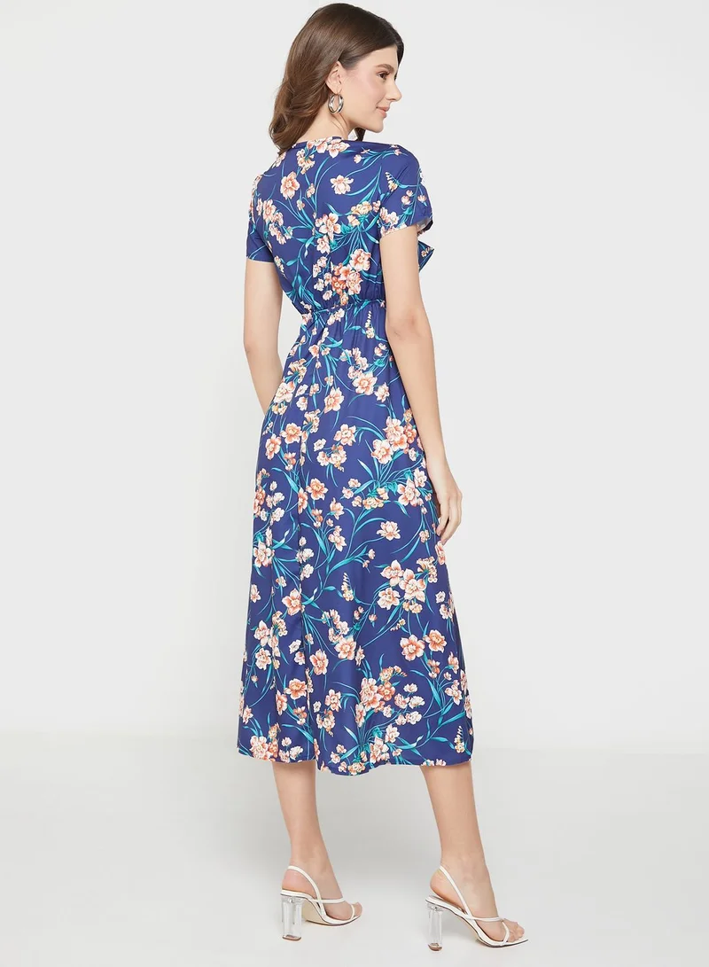 ELLA Asymmetrical Hem Floral Dress