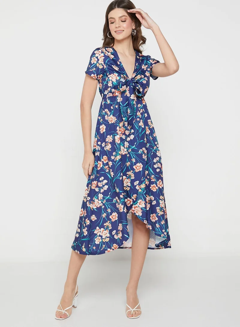 ELLA Asymmetrical Hem Floral Dress