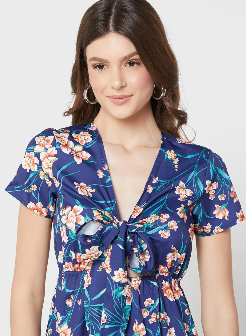 ELLA Asymmetrical Hem Floral Dress
