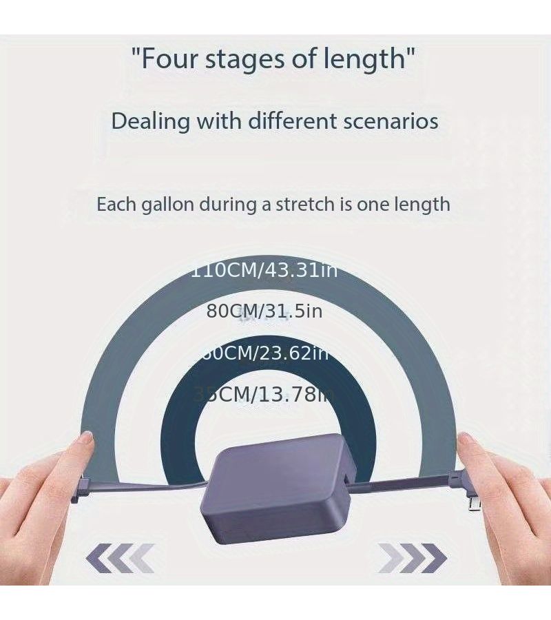 Rosy 100cm 3 In 1 Retractable Fast Charging Cable For iPhone Samsung Android - Image 1