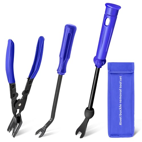 Zecirl 3 Pcs Clip Pliers and Fastener RemoverClip Removal Tool Panel Clip Removal Pliers Car Trim Rivet Removal Pry Tool Repair Kit for Automotive Door PanelUpholsteryDashboard Blue - Image 1