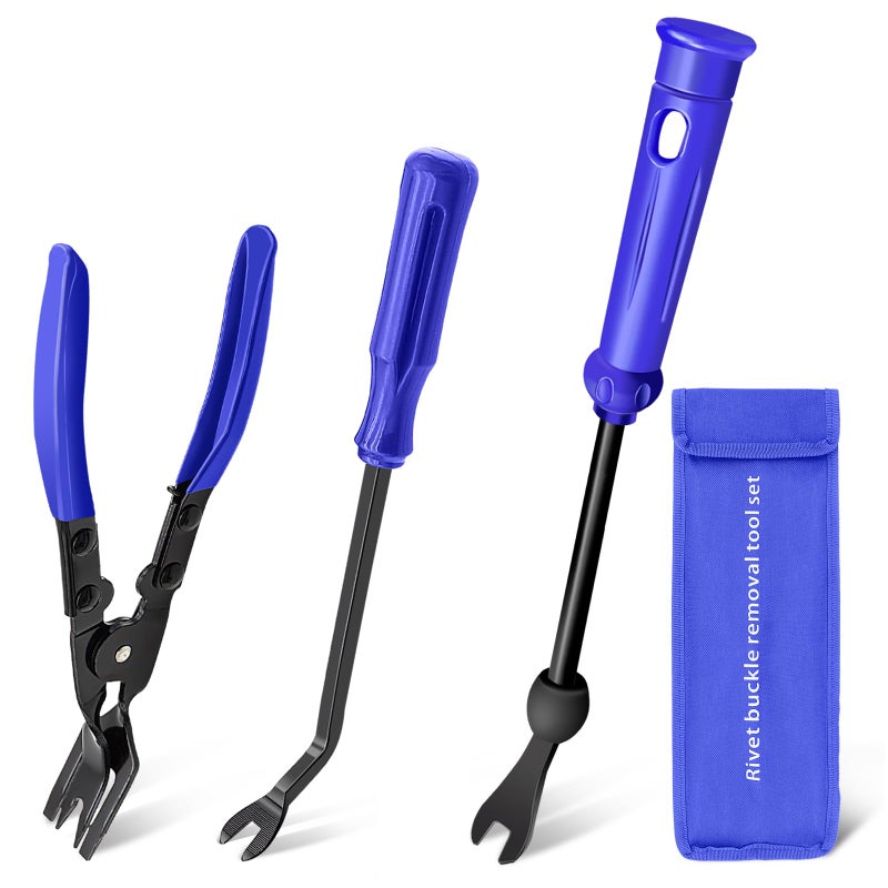 Zecirl 3 Pcs Clip Pliers and Fastener RemoverClip Removal Tool Panel Clip Removal Pliers Car Trim Rivet Removal Pry Tool Repair Kit for Automotive Door PanelUpholsteryDashboard Blue - Image 3