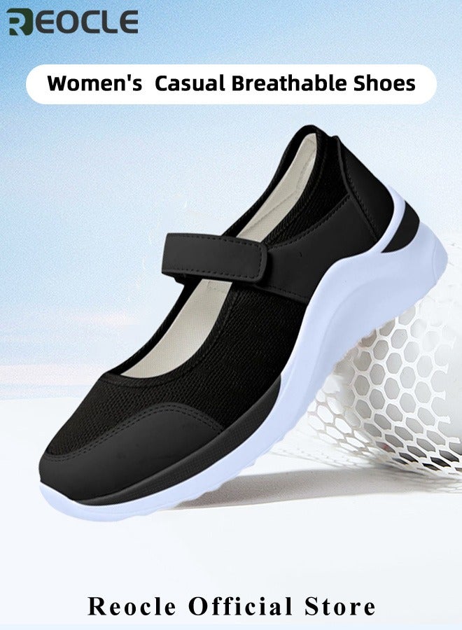 REOCLE Women's Working Shoes Breathable Working Nurse Shoes Non-Slip Adjustable Walking Buffer Fitness Casual Nursing Orthotic Lightweight Shoes for Arthritis & Diabetes & Heel Pain - Image 5