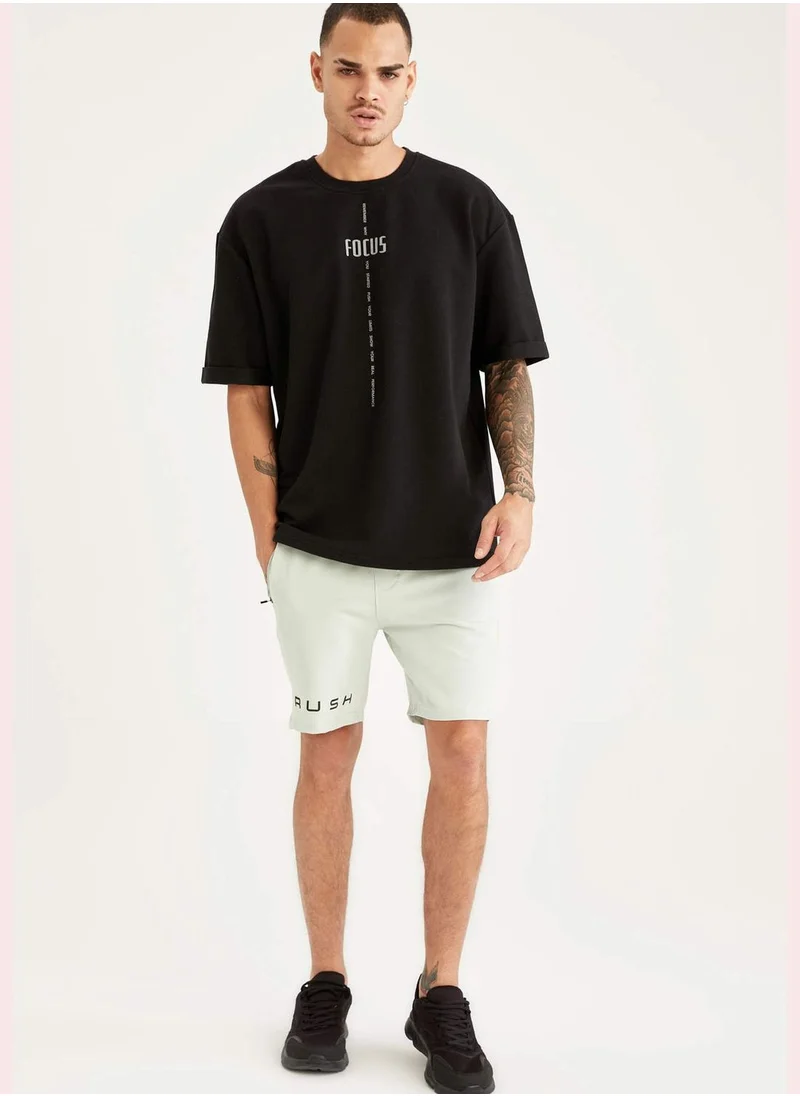 DeFacto Slim Fit Text Print Sports Short