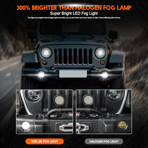 qobsos Fog Light Bulb 3.5 Inch Pair For Nissan Frontier 2005-2019 LED Front Bumper Fog Lights Lamp Clear Lens,6000k White,Pack of 2 - Image 2