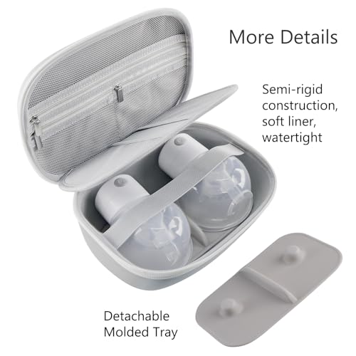 Gowing Wearable Breast Pumps Carrying Case, Hard Shell Case with Removable Tray, Watertight Breast Pump Storage Bag Compatible with Most of Wearable Breast Pumps, Holds 2 Pumps, Grey - Image 4