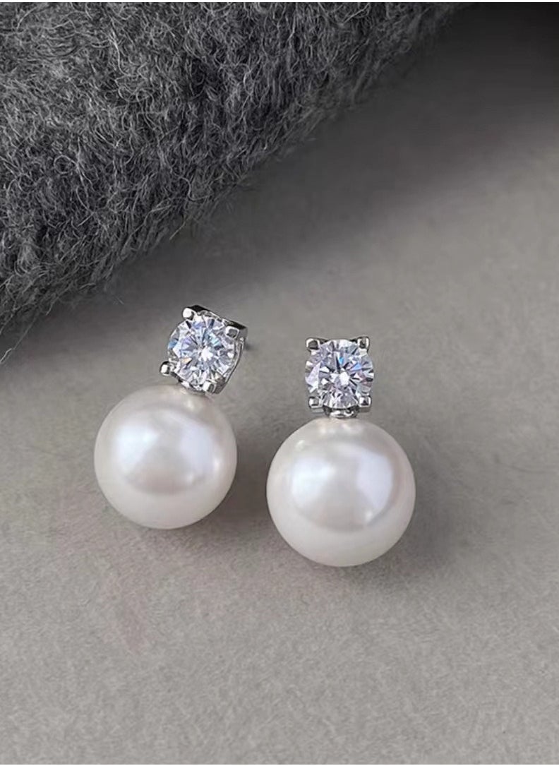 xozgdovg Pearl earrings temperament advanced sense simple light luxury earrings  - Image 1
