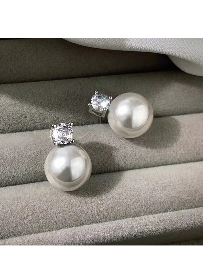 xozgdovg Pearl earrings temperament advanced sense simple light luxury earrings  - Image 2