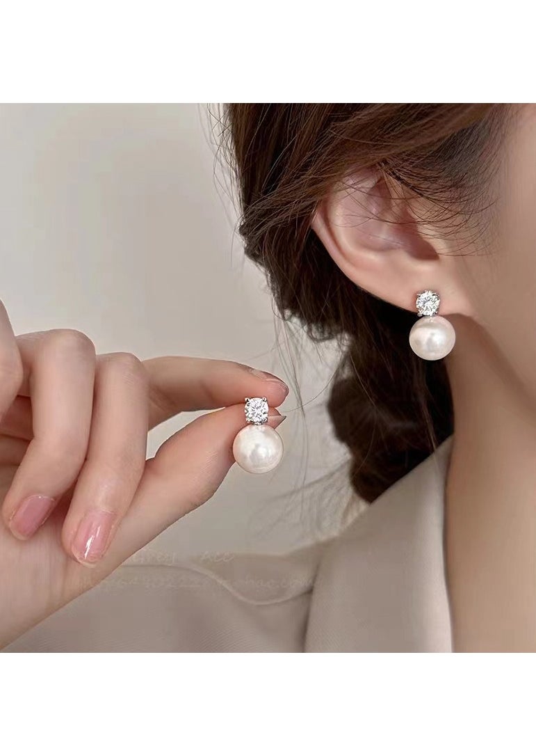 xozgdovg Pearl earrings temperament advanced sense simple light luxury earrings  - Image 3