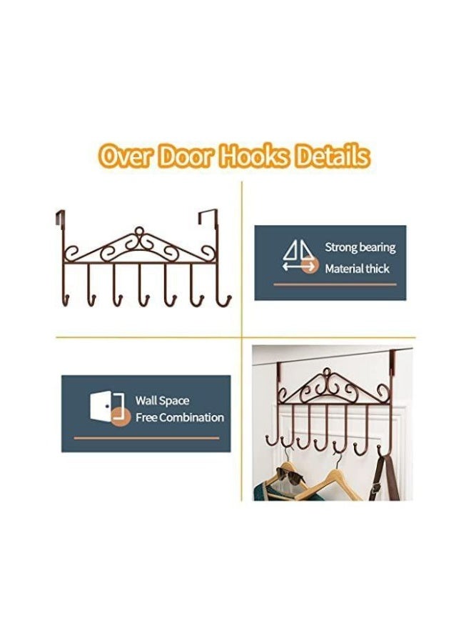 2 Pieces Over Door Clothes Hangers - Non-Slip Metal Clothes Hangers, Heavy Duty, Coat and Clothes Hangers - Set of 2 Metal Laundry Hangers for Adults - Door Hanger for Clothes and Clothing - Bathroom and Bedroom Door Hanger - Door Hanger - Over Door Metal Hanger with 7 Hooks Organizer for Towels, Clothes, Keys, Robes, Hats - Metal Hangers Over Door with 7 Hooks, Suitable for Towels, Coats, Clothes, Hats, Bedroom, Bathroom - Door Coat Hangers Over Door Towel Rack for Hats, Coats, Jackets, Bags, Scarves, Belt, Umbrellas - Image 3