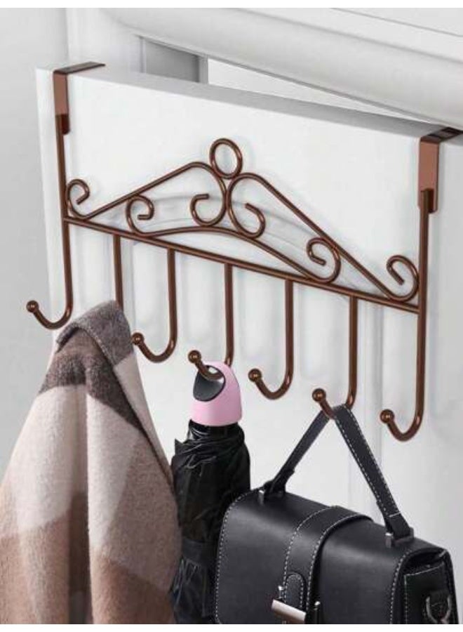 2 Pieces Over Door Clothes Hangers - Non-Slip Metal Clothes Hangers, Heavy Duty, Coat and Clothes Hangers - Set of 2 Metal Laundry Hangers for Adults - Door Hanger for Clothes and Clothing - Bathroom and Bedroom Door Hanger - Door Hanger - Over Door Metal Hanger with 7 Hooks Organizer for Towels, Clothes, Keys, Robes, Hats - Metal Hangers Over Door with 7 Hooks, Suitable for Towels, Coats, Clothes, Hats, Bedroom, Bathroom - Door Coat Hangers Over Door Towel Rack for Hats, Coats, Jackets, Bags, Scarves, Belt, Umbrellas - Image 2