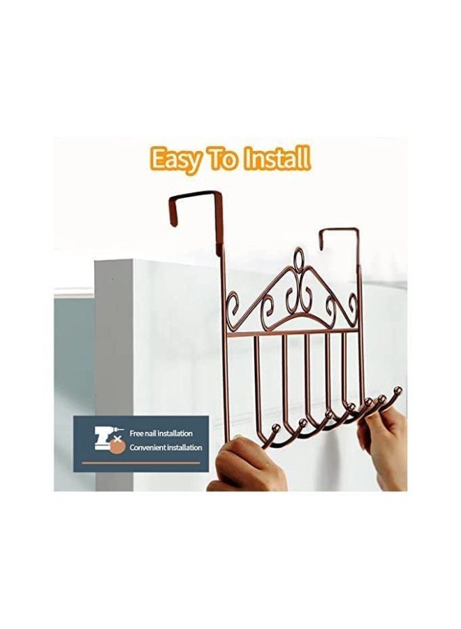 2 Pieces Over Door Clothes Hangers - Non-Slip Metal Clothes Hangers, Heavy Duty, Coat and Clothes Hangers - Set of 2 Metal Laundry Hangers for Adults - Door Hanger for Clothes and Clothing - Bathroom and Bedroom Door Hanger - Door Hanger - Over Door Metal Hanger with 7 Hooks Organizer for Towels, Clothes, Keys, Robes, Hats - Metal Hangers Over Door with 7 Hooks, Suitable for Towels, Coats, Clothes, Hats, Bedroom, Bathroom - Door Coat Hangers Over Door Towel Rack for Hats, Coats, Jackets, Bags, Scarves, Belt, Umbrellas - Image 5