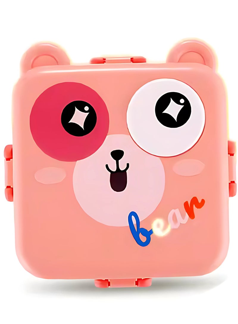 Twisoo Kids Lunch Box Stainless Steel Insulated – Double Decker Leakproof Bento Box with Spoon, Soup Bowl, Dishwasher Safe, Durable, Perfect for School or Travel 1120ml (Bear Pink) - Image 1