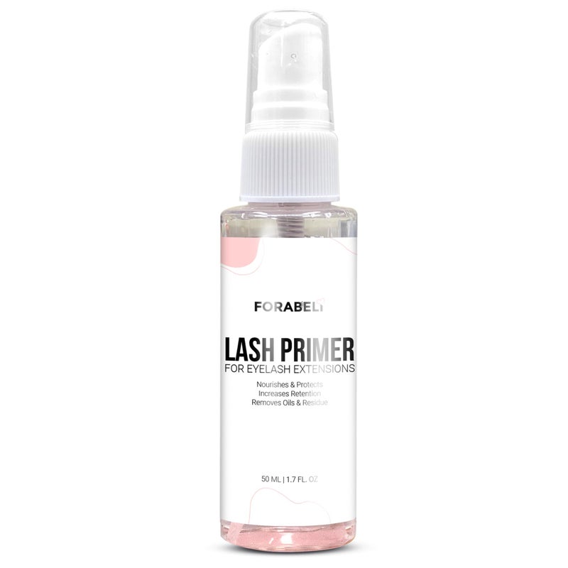 Forabeli Lash Primer for Lash Extensions Spray 50ml - Pro-Grade, Faster Prep for Superior Eyelash Retention