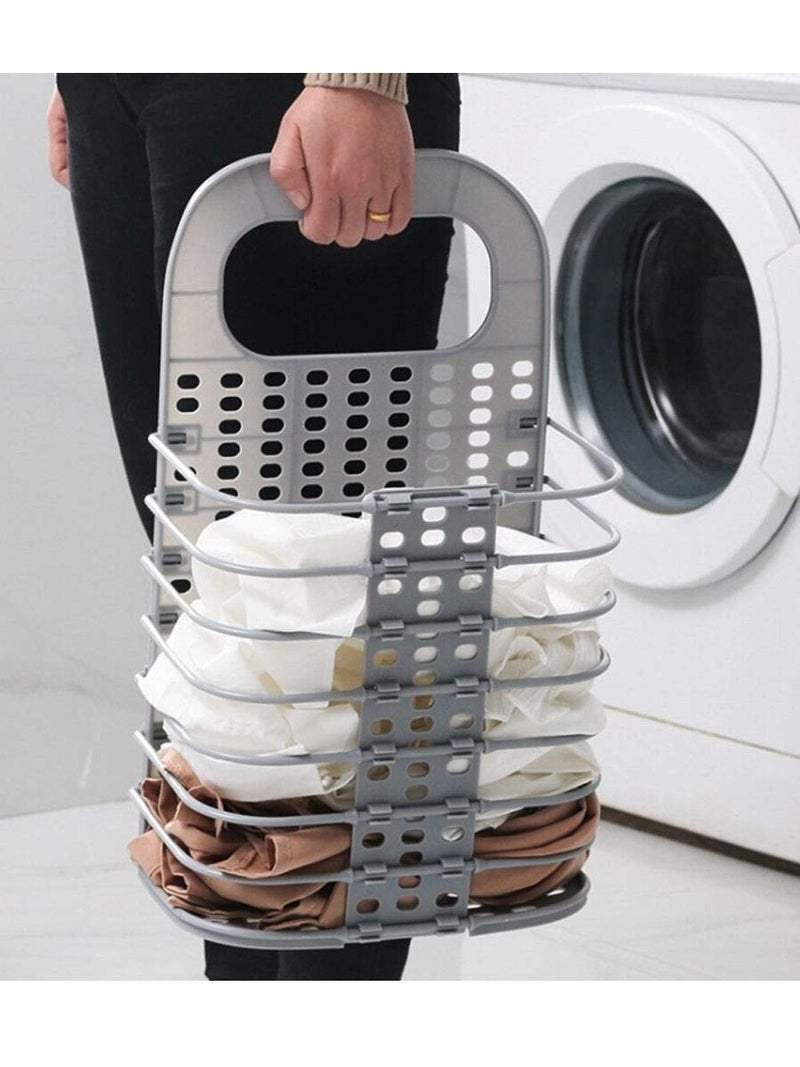 NIL JO Wall Mount Foldable Hanging Plastic Laundry Hamper Bin Bathroom Basket Organization multicolor - Image 4