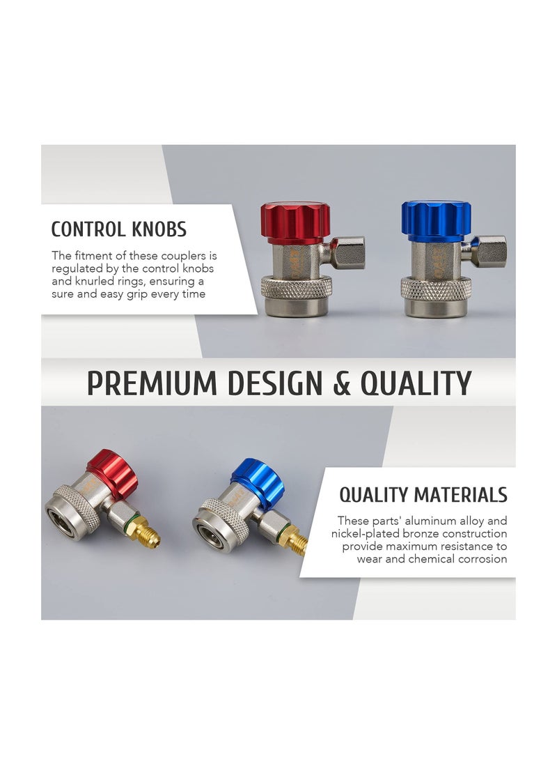 SYOSI Adjustable R134a Quick Coupler Adapter Adjustable R134a Adapters and AC Hose Fittings HP and LP Connectors for R134a Car AC System Evacuation Recharging  - Image 4
