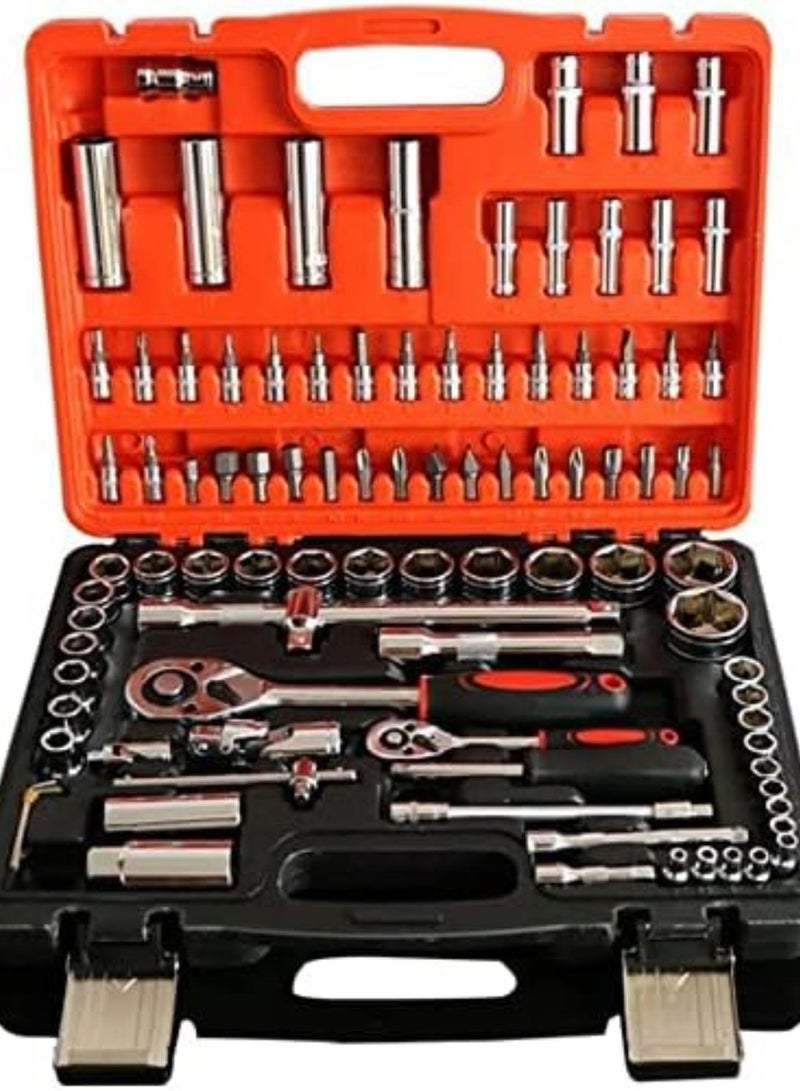 GGOOT Ratchet Wrench Socket Wrench Set Tool Set Hardware Socket Wrench Auto Repair Mechanic Repair Kit Combination Wrench Set 1108 - Image 1