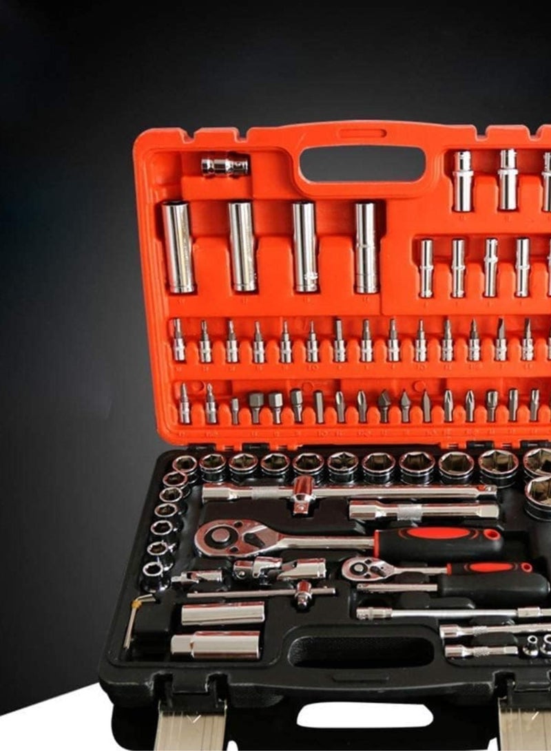 GGOOT Ratchet Wrench Socket Wrench Set Tool Set Hardware Socket Wrench Auto Repair Mechanic Repair Kit Combination Wrench Set 1108 - Image 2