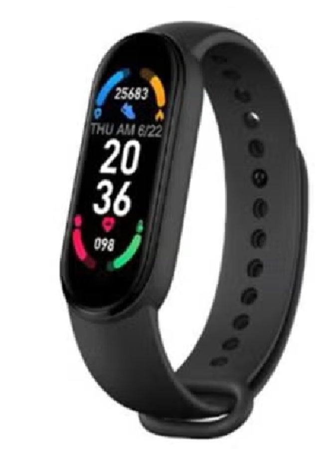 ساعة ذكية M6 مغناطيسية – متعقب لياقة بشاشة لمس ملونة OLED كاملة، مزودة بمراقبة مستوى الأكسجين، وشحن مغناطيسي، مقاومة للماء بمعيار IP67، ساعة رياضية أنيقة للرجال والنساء – باللون الأسود - Image 3