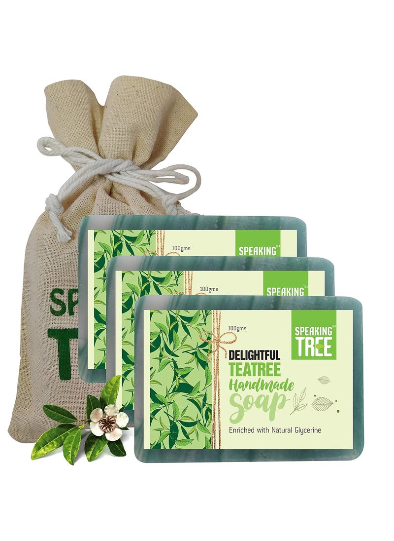Speaking Tree Speaking Tree Delightful Tea Tree Handmade Soap  100 gms Pack of 3  - Image 1