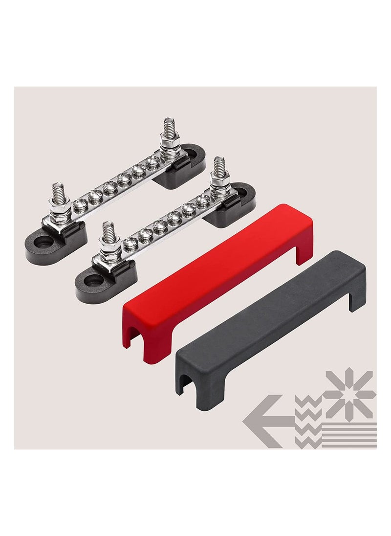 Excefore - 4 inch Ground/Power Distribution Terminal Block Battery Bus Bar Set Negative/Positive Insulated Busbar for Auto Marine Car Trailer RV Boat - Image 1